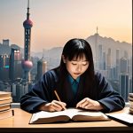 **Prompt 1: The HSK Learner's Triumph**
    A determined, inspired individual, gender-neutral, sitting at a modern desk with a stack of Chinese textbooks and flashcards. Behind them, an ethereal, glowing visualization of Chinese characters and simplified cultural motifs (e.g., subtle ink wash mountains, a modern Shanghai skyline in the distance) merging with abstract light trails. The scene should evoke the feeling of overcoming challenges and achieving linguistic mastery, with a sense of relief and accomplishment. Soft, warm lighting, cinematic, high detail, focus on human emotion and intellectual journey.