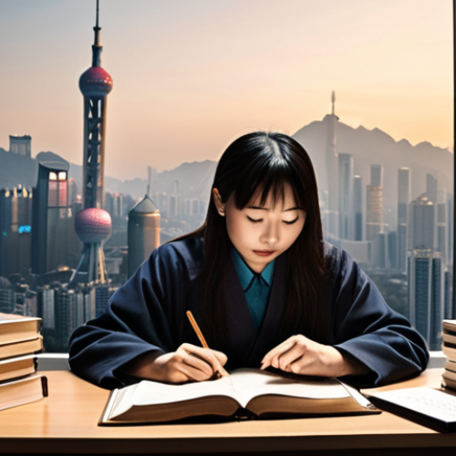 Home 4 **Prompt 1: The HSK Learner's Triumph**
A determined, inspired individual, gender-neutral, sitting at a modern desk with a stack of Chinese textbooks and flashcards. Behind them, an ethereal, glowing visualization of Chinese characters and simplified cultural motifs (e.g., subtle ink wash mountains, a modern Shanghai skyline in the distance) merging with abstract light trails. The scene should evoke the feeling of overcoming challenges and achieving linguistic mastery, with a sense of relief and accomplishment. Soft, warm lighting, cinematic, high detail, focus on human emotion and intellectual journey.